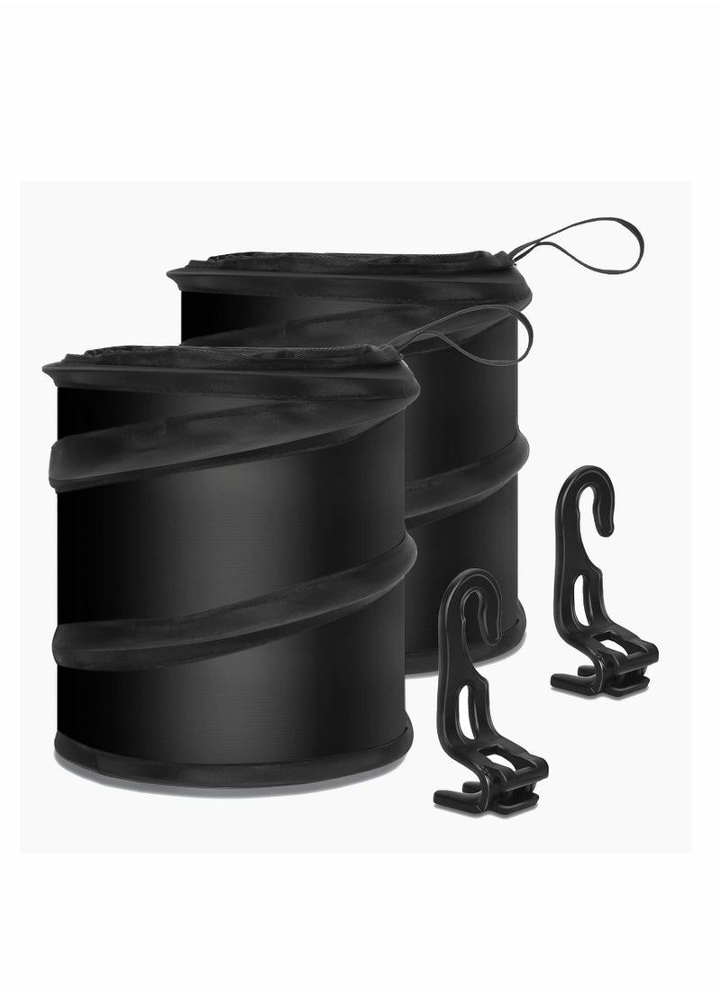 Beauenty 2PCS Collapsible Pop Up Car Trash Can, Collapsible Camping Trash Can, Universal Traveling Portable Garbage Bin Waste Basket Bin Rubbish Bin with 2 Car Seat Hook for Garbage to Organize Car Black - Image 1