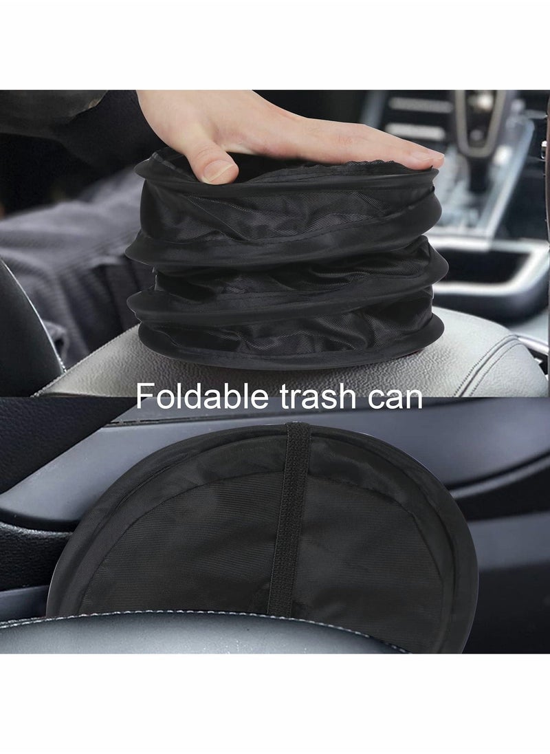 Beauenty 2PCS Collapsible Pop Up Car Trash Can, Collapsible Camping Trash Can, Universal Traveling Portable Garbage Bin Waste Basket Bin Rubbish Bin with 2 Car Seat Hook for Garbage to Organize Car Black - Image 2