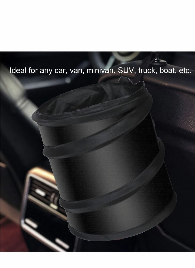 Beauenty 2PCS Collapsible Pop Up Car Trash Can, Collapsible Camping Trash Can, Universal Traveling Portable Garbage Bin Waste Basket Bin Rubbish Bin with 2 Car Seat Hook for Garbage to Organize Car Black - Image 4