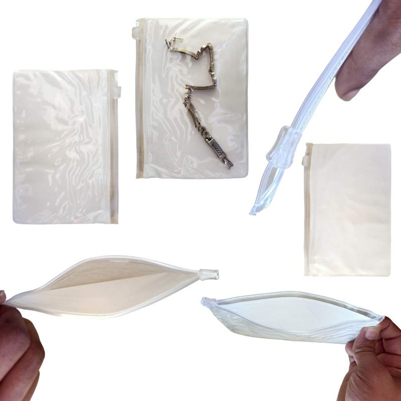DIY Crafts Pack of 4 Pcs White 15cmx98cm Pack of 10Pcs White Zip Clear Plastic Zippy Storage Bags for Documents OfPack of 4 Pcs White - Image 1