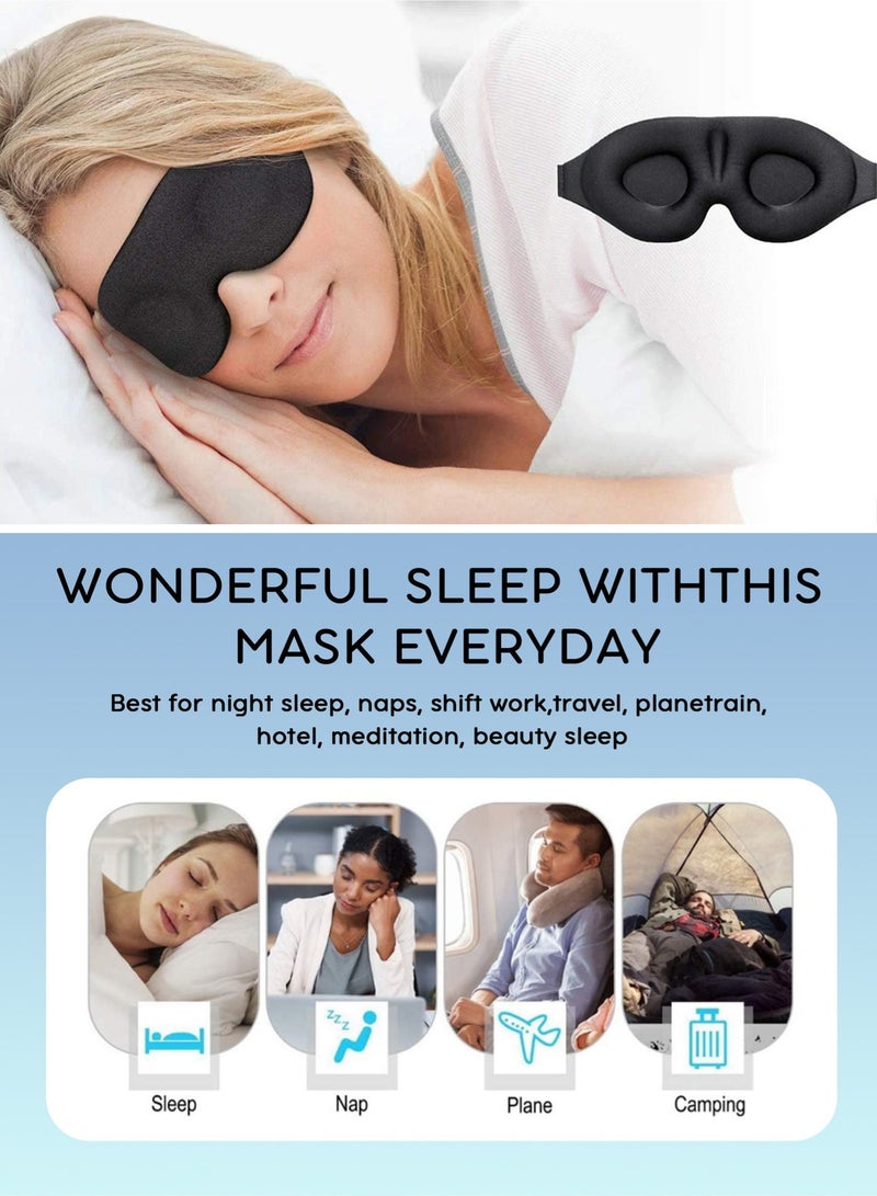 URbazaar Sleep Mask, 3D Eye Mask for Sleeping, Women Men Side Sleeper, No Eye Pressure 100% Blocking Light Sleeping Mask with Adjustable Strap Breathable Blindfold Yoga, Traveling, Nap, Black - Image 5