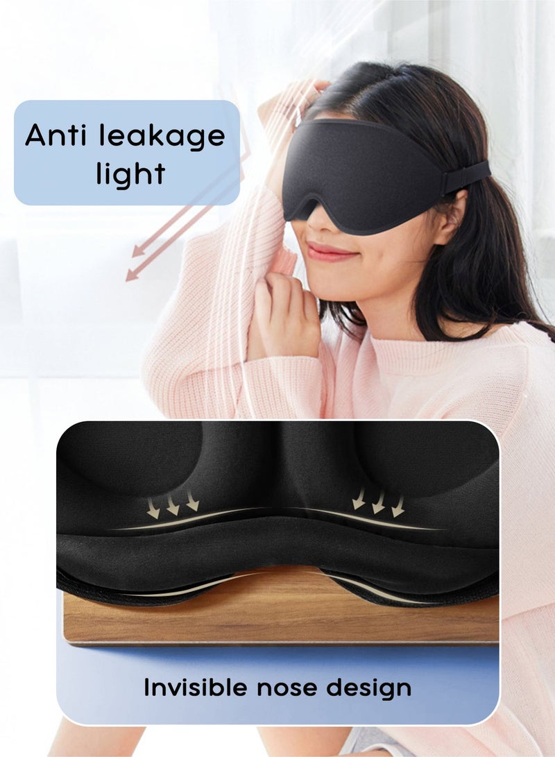URbazaar Sleep Mask, 3D Eye Mask for Sleeping, Women Men Side Sleeper, No Eye Pressure 100% Blocking Light Sleeping Mask with Adjustable Strap Breathable Blindfold Yoga, Traveling, Nap, Black - Image 3