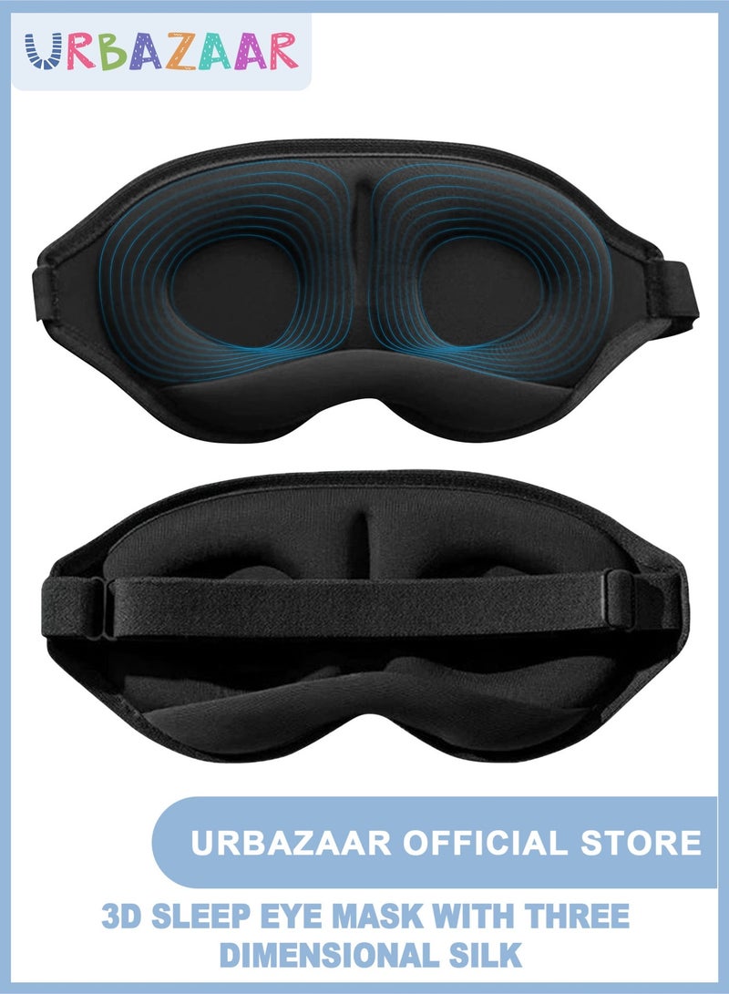 URbazaar Sleep Mask, 3D Eye Mask for Sleeping, Women Men Side Sleeper, No Eye Pressure 100% Blocking Light Sleeping Mask with Adjustable Strap Breathable Blindfold Yoga, Traveling, Nap, Black - Image 1