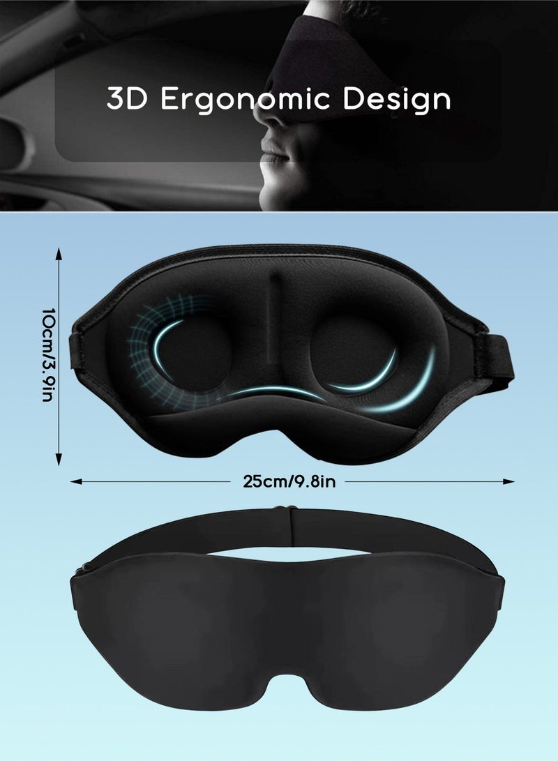 URbazaar Sleep Mask, 3D Eye Mask for Sleeping, Women Men Side Sleeper, No Eye Pressure 100% Blocking Light Sleeping Mask with Adjustable Strap Breathable Blindfold Yoga, Traveling, Nap, Black - Image 2