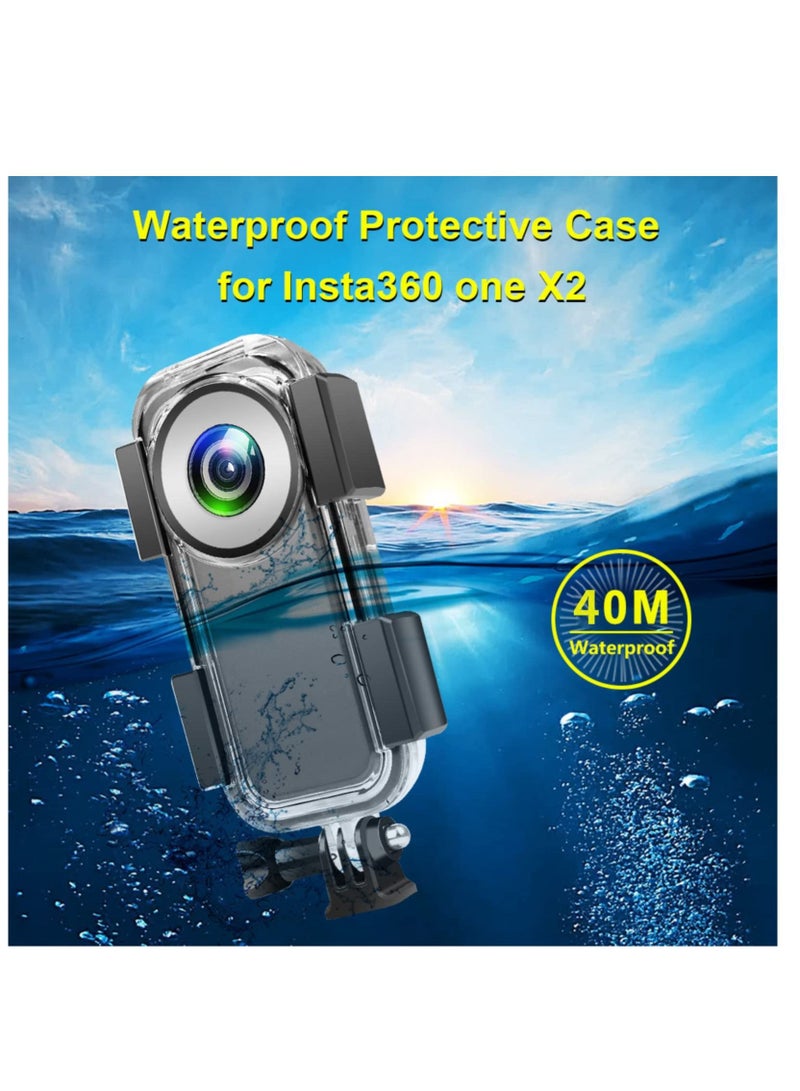 كيس مضاد للماء لكاميرا insta360 one x2 مقاوم للماء حتى عمق 40 متر مناسب للغوص السباحة والاستخدام تحت الماء - Image 2