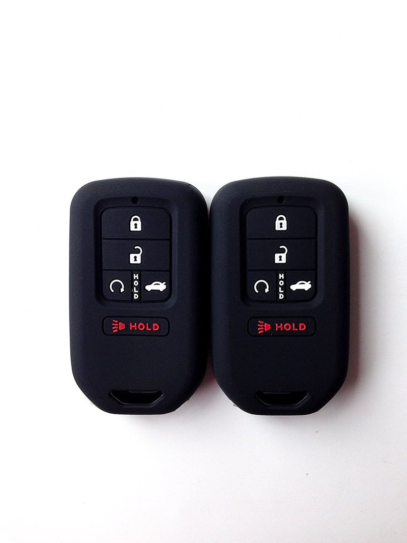 Autobase Silicone Key Fob Cover for Honda Accord Civic CR-V CRV Pilot Passport Insight EX EX-L Touring | Car Accessory | Key Protection Case 2 Pcs (Black & Purple) - Image 1