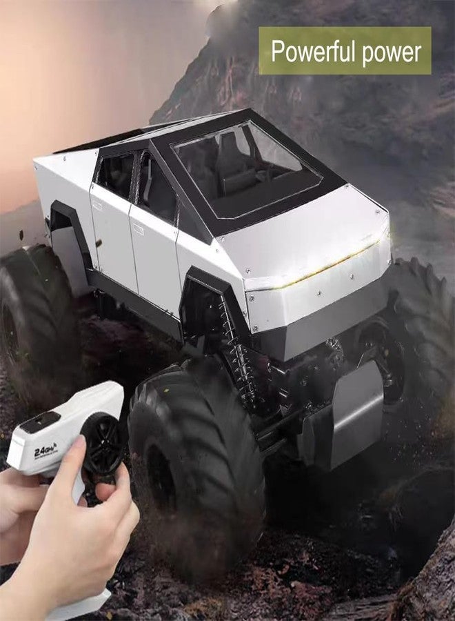 RABJET Cyber Style Truck Alloy RC Cars 1:8 Metal Big Remote Control Car 2.4 GHz 36KPH -4WD All Terrain RTR Trucks Aluminum Shock Climbing 35° Angles Sound&Light Effect Truck 4.3LB 21IN Gift for Kids - Image 2