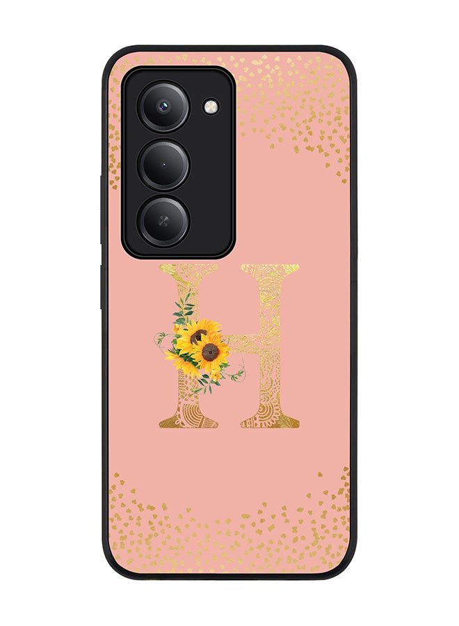 Stylizedd For Xiaomi Redmi 15 5G Case,Slim fit Camera Protection, Shockproof Thin Phone cover  - Custom Floral Monogram - H  (Rose Pink ) - Image 1