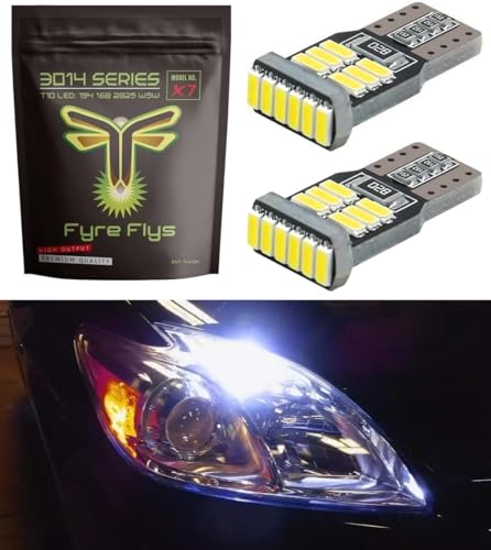 Fyre Flys 2 White T10 194 168 LED Parking light bulbs for Toyota Prius SUPER BRIGHT 6000K Canbus Error Free - Image 1