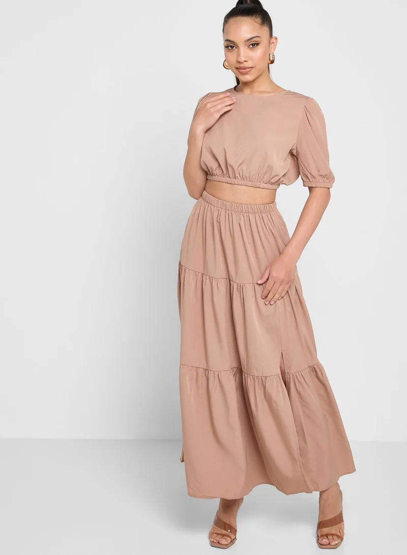 Ginger Co-Ord Top And Tiered Skirt Set