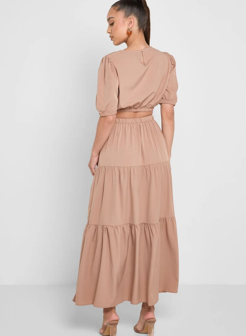 Ginger Co-Ord Top And Tiered Skirt Set