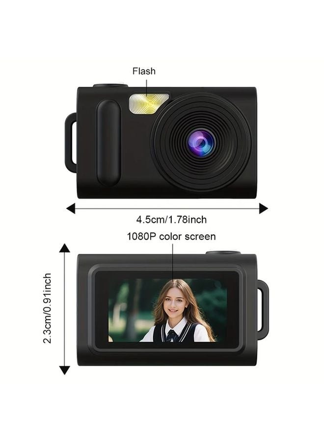 Mini 1080P FHD Keychain Camcorder With 096 Inch LCD Screen 5 Color Filters LED Flash Portable Camera For Vlogging Travel Teens Beginners Black - Image 3