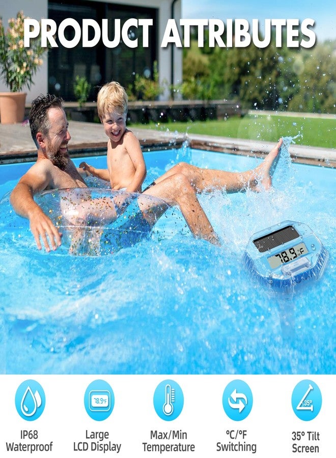 Pircaath 2025 Upgrade Digital Pool Thermometer Floating Easy Read, Solar Pool Thermometer with Dynamic Light Show, Large LCD Screen & IP68 Waterproof Pools Water Temperature Thermometers for Hot Tub - Image 4