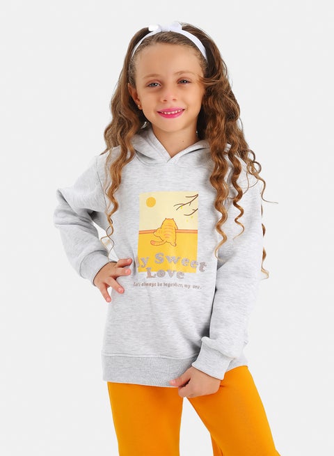 بيجاما شتوي بناتي مبطن فليس the Cat بطبعة