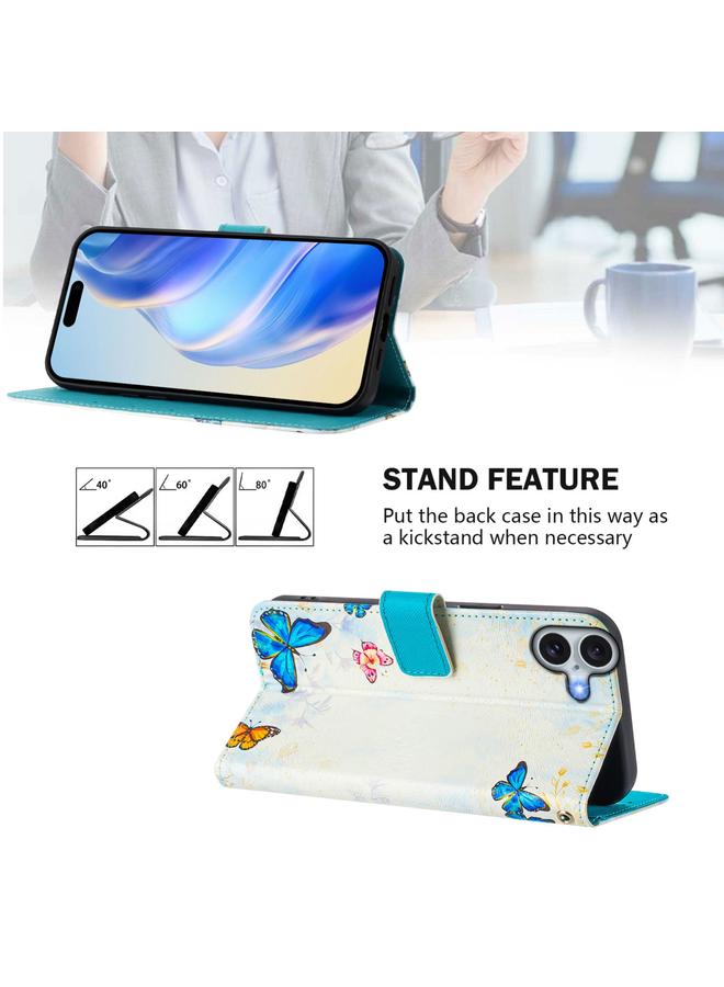S-TOP Case For iPhone 16 Art Colored Drawing Pattern Leather Phone Case - Image 3