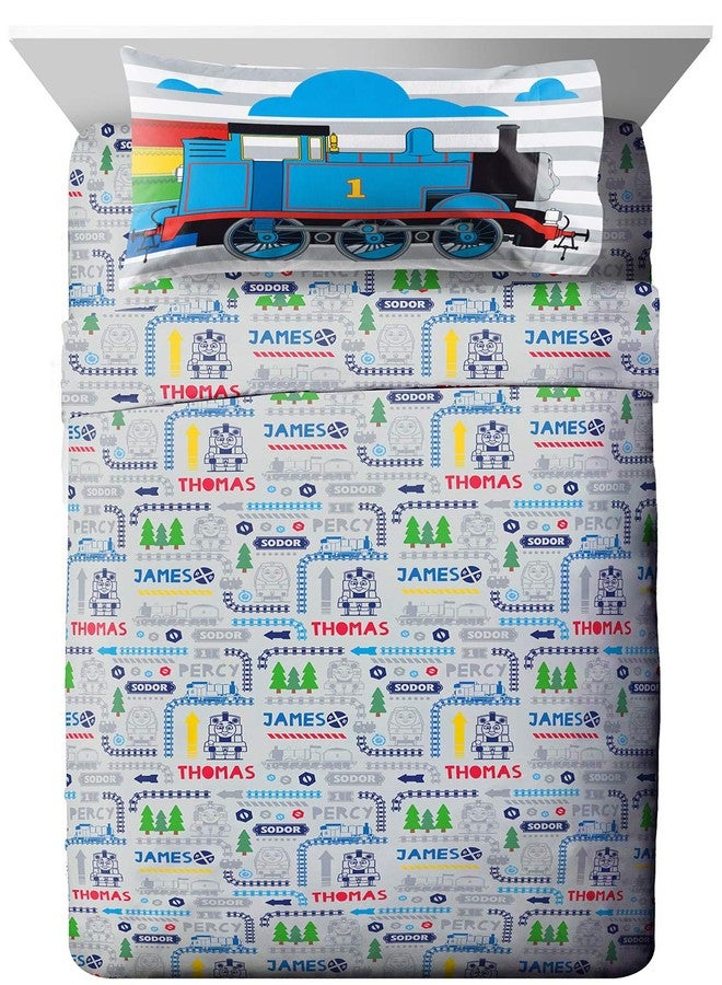 Jay Franco Thomas & Friends Stitch in Time Toddler Sheet Set - 3 Piece Set Super Soft and Cozy Toddler’s Bedding - Fade Resistant Microfiber Sheets (Official Mattel Product) - Image 1