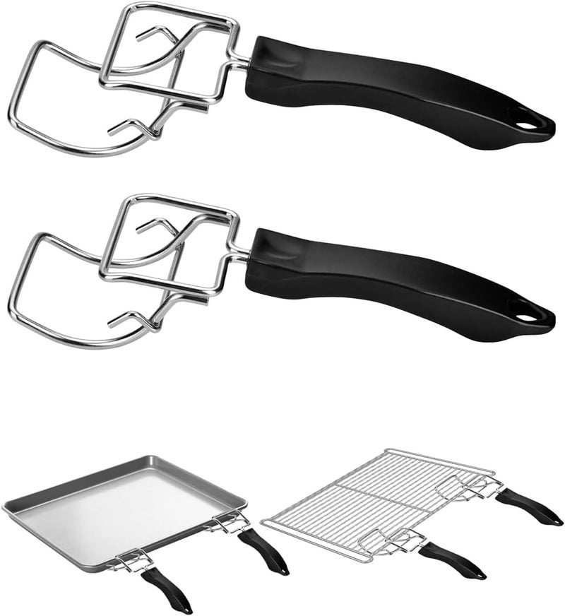 Buhoet 2 Pcs Air Fryer Convection Toaster Oven Tray Extractor, Grills Extractor, Grills Clip, Oven Clip, Oven Food Clip Oven Tray Handle Scald Resistant Clip Common to Trays and Grills Used to Quickly Remove - Image 1