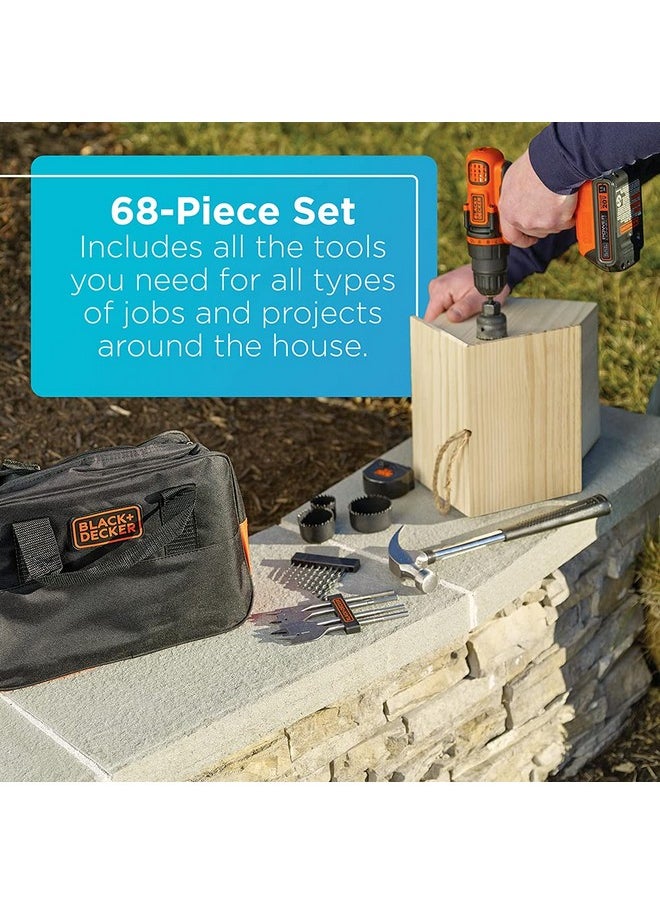 BLACK+DECKER 20V Max Drill & Home Tool Kit, 68 Piece (Ldx120Pk)  - Image 4