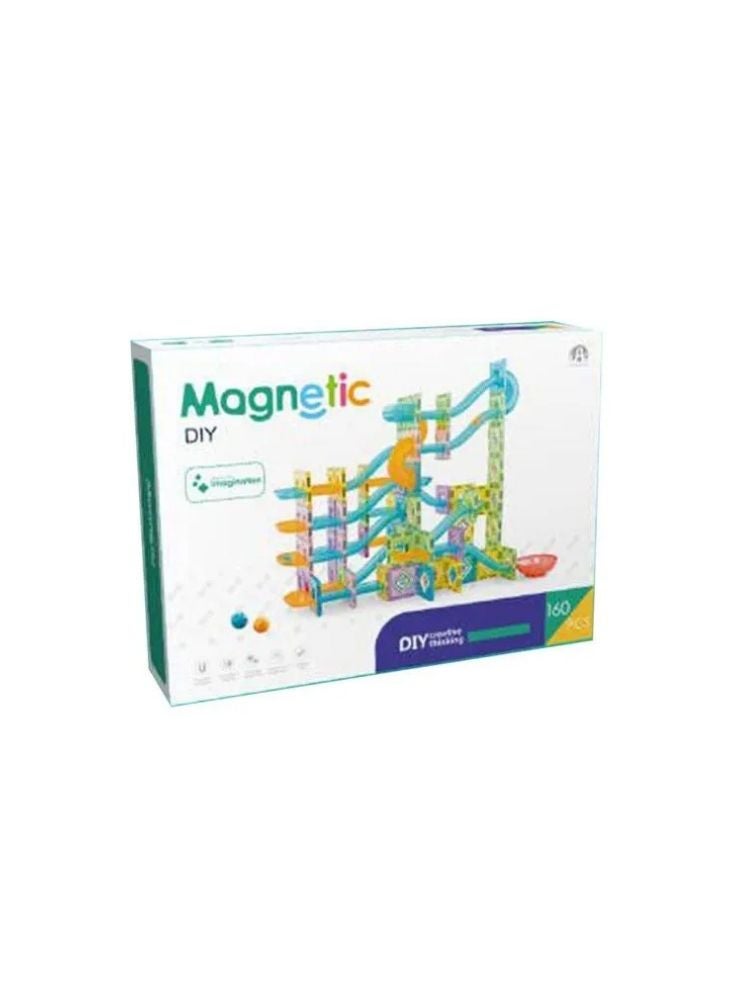 مسار جري رخامي مغناطيسي – مجموعة ألعاب بناء مكوّنة من مئة وستين قطعة للتعلم الإبداعي