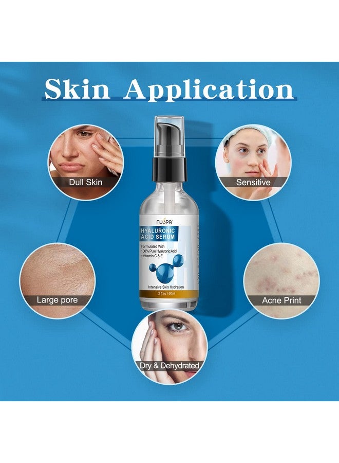 NUSPA 100% Pure Hyaluronic Acid Serum For Face Neck Body With Vitamin C Vitamin E For Skincare Hydrate Moisturize Plump Skin Reduce Wrinkles Anti Aging Serum 2 Oz - Image 5