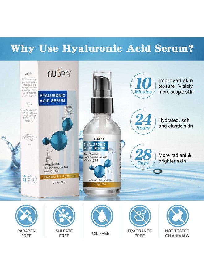 NUSPA 100% Pure Hyaluronic Acid Serum For Face Neck Body With Vitamin C Vitamin E For Skincare Hydrate Moisturize Plump Skin Reduce Wrinkles Anti Aging Serum 2 Oz - Image 2