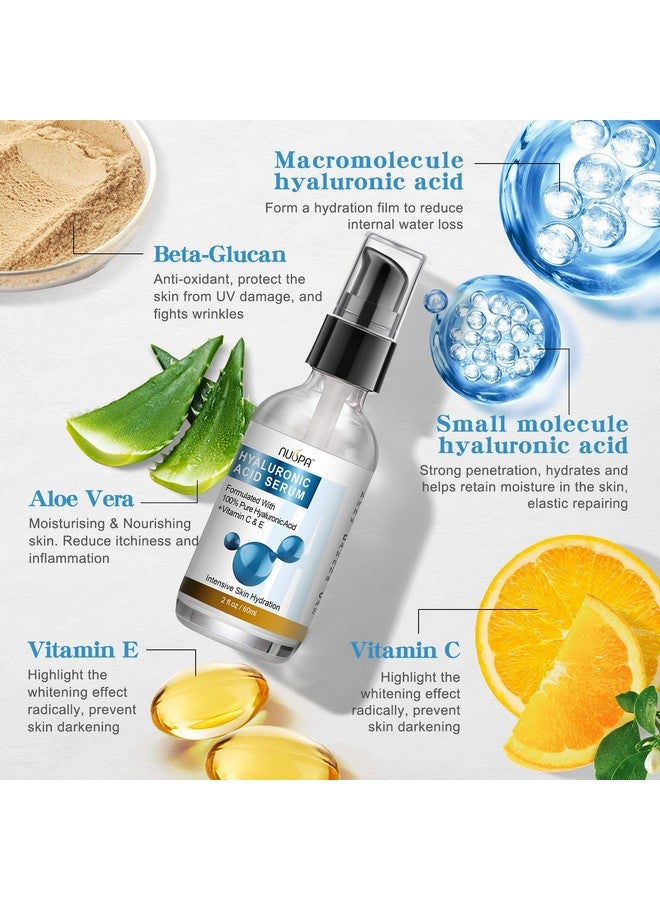 NUSPA 100% Pure Hyaluronic Acid Serum For Face Neck Body With Vitamin C Vitamin E For Skincare Hydrate Moisturize Plump Skin Reduce Wrinkles Anti Aging Serum 2 Oz - Image 3