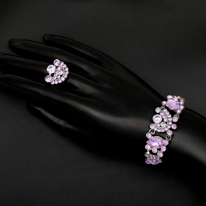 CSY Elegant Crystal Necklace Earrings Bracelet Ring Bridal Wedding Party Costume Jewelry Sets for Brides Women - Image 5