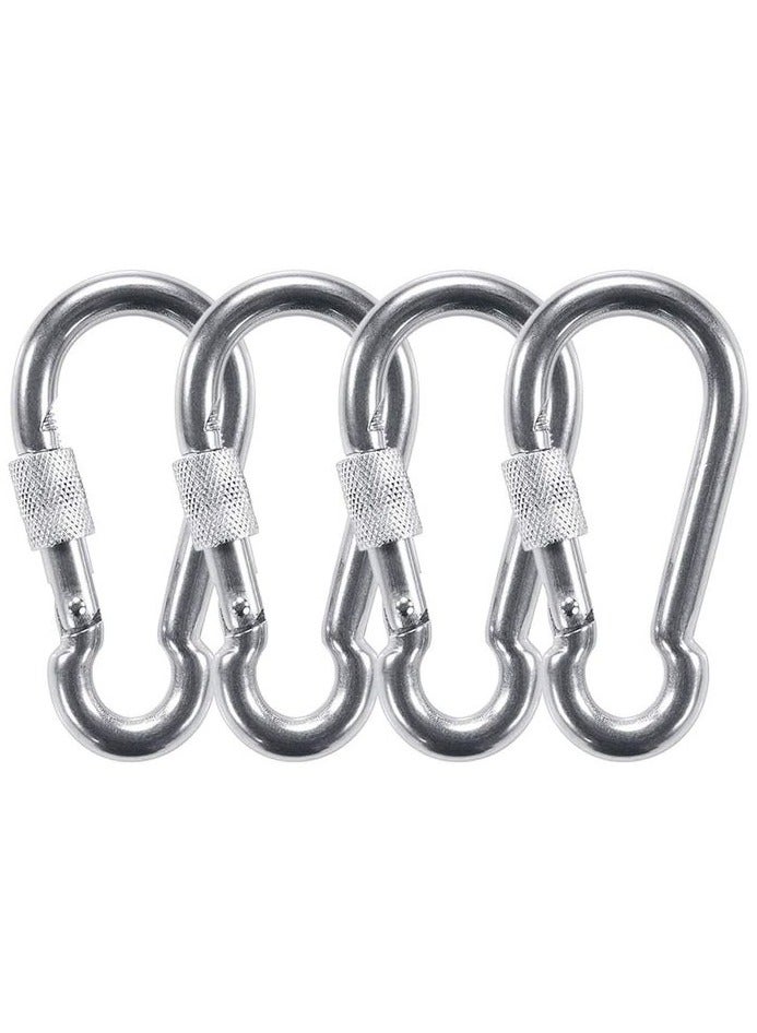 4 Carabiner Locks, Durable Stainless Steel, Screw Lock Carabiner Hooks - Image 1