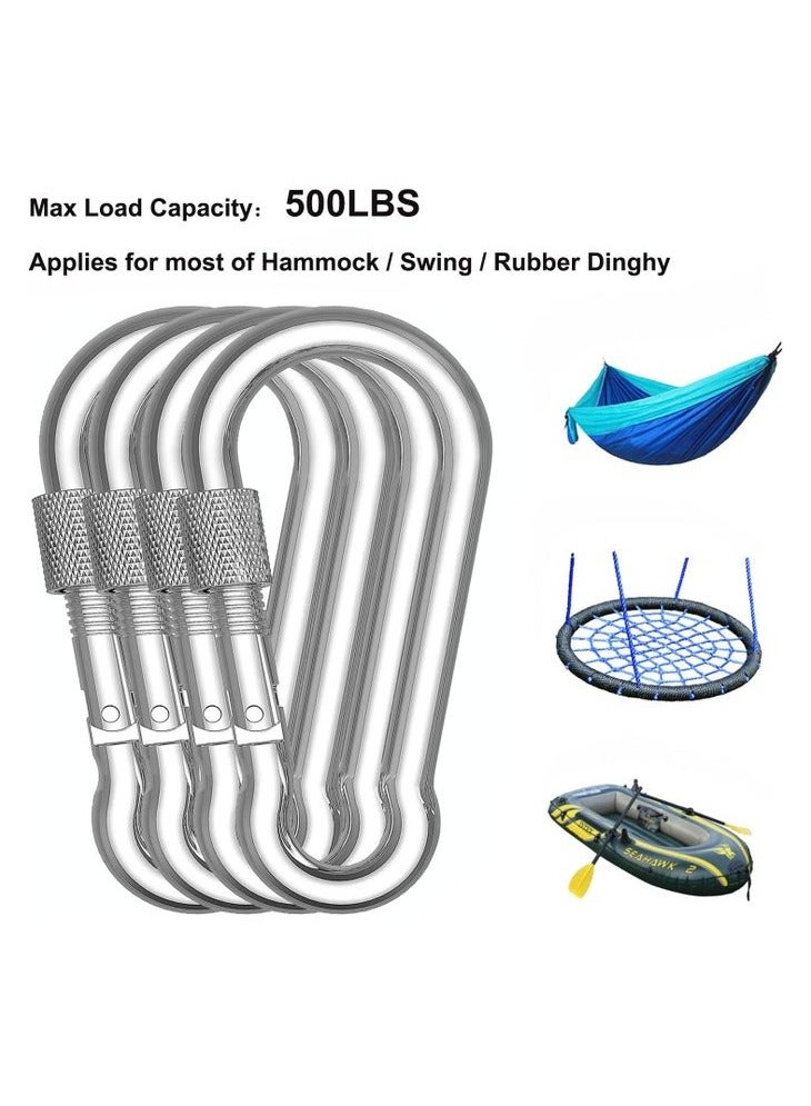 4 Carabiner Locks, Durable Stainless Steel, Screw Lock Carabiner Hooks - Image 2