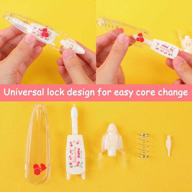 Excefore 6Pcs Diy Cute Animals Press Type Decorative Pen, Ally-Pocket Tape Pen, Diy Lace Decoration Tape Pen, Creative Cartoon Pattern Decorative Tape, Cute Scrapbooking Diary Decorative Correction Tapes - Image 4