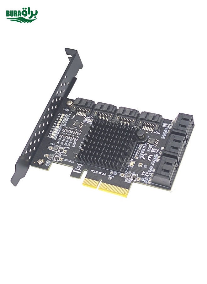BURAQ PCIE 4X To 10 Port  SATA 3.0 Adapter Expansion Card ASMedia ASM1166 Converter  - Image 1