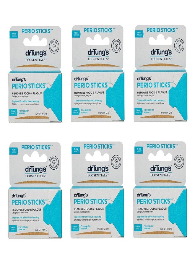 DrTung's Double-Sided Perio Sticks - Dental Sticks for Humans, Dental Floss Picks, Plaque Remover for Teeth, Dental Toothpicks, Dental Picks for Teeth Cleaning - Thin, 100 Count (Pack of 6) - Image 1