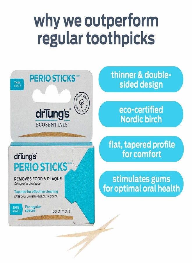 DrTung's Double-Sided Perio Sticks - Dental Sticks for Humans, Dental Floss Picks, Plaque Remover for Teeth, Dental Toothpicks, Dental Picks for Teeth Cleaning - Thin, 100 Count (Pack of 6) - Image 2