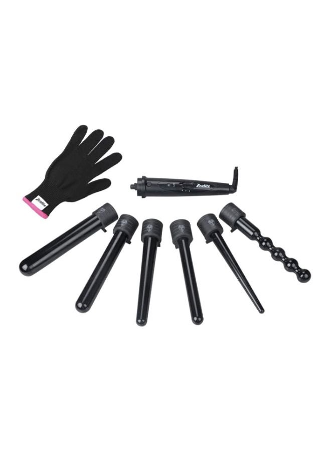 6-In-1 Hair Curler Kit With Gloves Black - Image 1