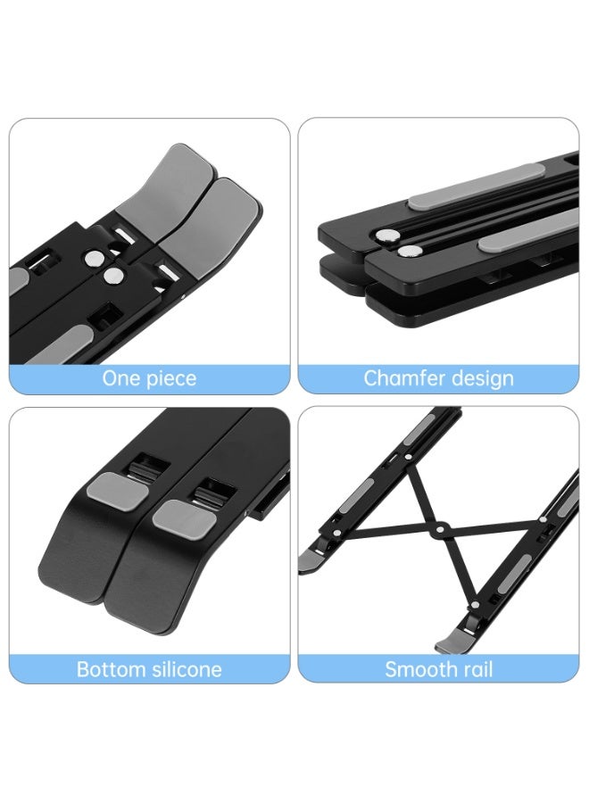 Deli Vusign Aluminum Laptop Stand - 6-Level Adjustable Ergonomic Riser with Silicone Base (25cm, 6kg Capacity, Black) - Image 3