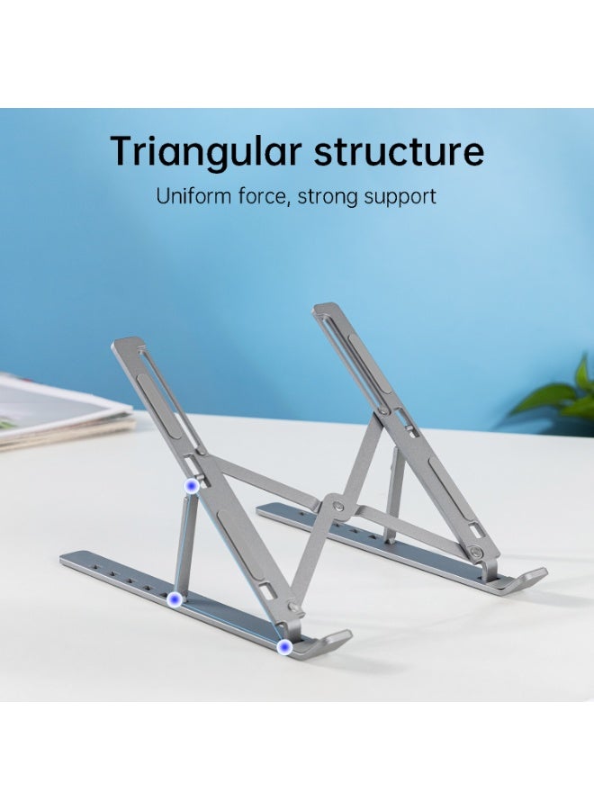 Deli Vusign Aluminum Laptop Stand - 6-Level Adjustable Ergonomic Riser with Silicone Base (25cm, 6kg Capacity, Black) - Image 4