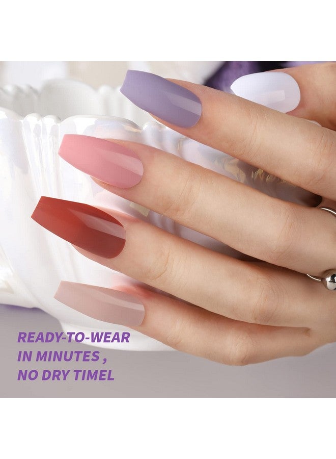 FANDAMEI 288Pcs Press On Nails Medium Length, 12 Sets Short Fake Nails False Ballerina Coffin Press On Nails, 12 Solid Color Glossy False Nail Tips For Women Girls Nail Art Diy With 10G Nail Tips Glue - Image 3