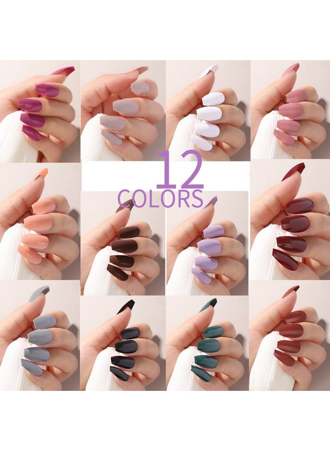 FANDAMEI 288Pcs Press On Nails Medium Length, 12 Sets Short Fake Nails False Ballerina Coffin Press On Nails, 12 Solid Color Glossy False Nail Tips For Women Girls Nail Art Diy With 10G Nail Tips Glue - Image 5