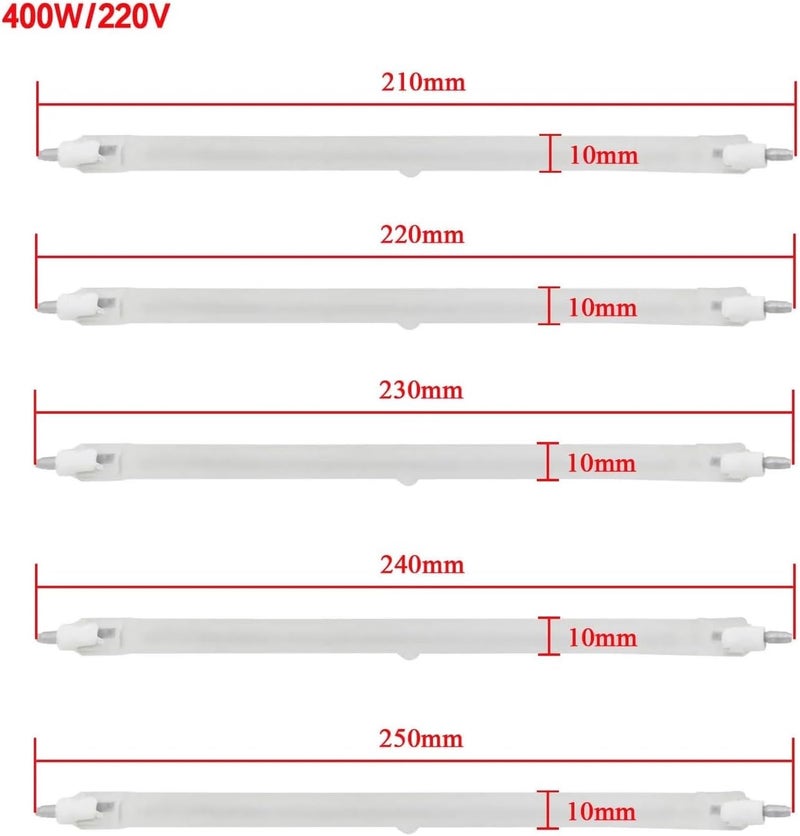 Quartz Tube Heating Element For Halogen Heater Straight Plug Infrared Elements(210mm) - Image 4