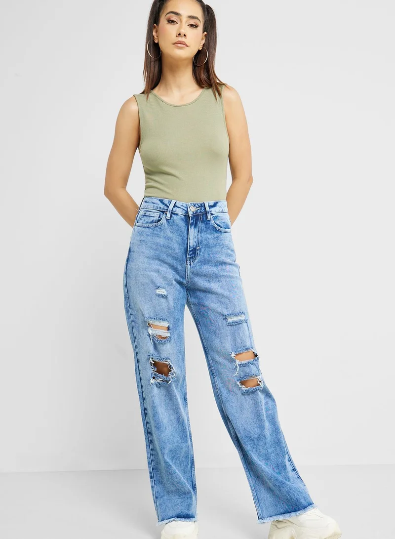 Ginger Acid Wash Ripped Jeans
