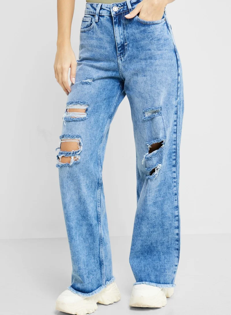 Ginger Acid Wash Ripped Jeans