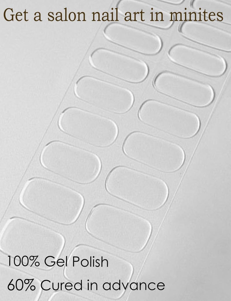 Wahrshei Semi Cured Gel Nail Strips, 20pcs Gel Nail Stickers UV, Wraps for Home Manirue DIY (Clear) - Image 4