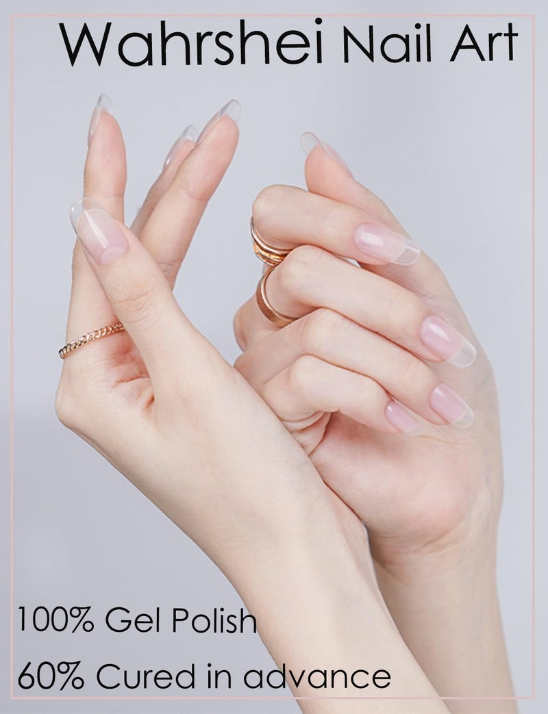 Wahrshei Semi Cured Gel Nail Strips, 20pcs Gel Nail Stickers UV, Wraps for Home Manirue DIY (Clear) - Image 2