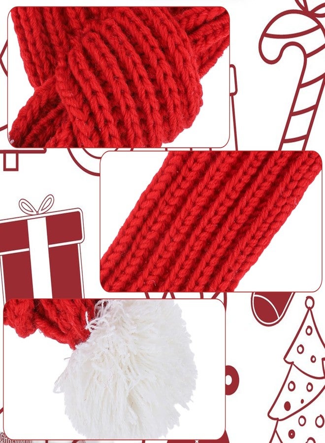 Apausvcm Christmas Cat Santa Hat and Scarf, Adjustable Santa Hat for Dog Red Knit Scarf with White Pompom Ball Winter Neck Warmer Scarves Cat Neck Costume Set for Cats and Small Dogs(39cm/15.4in) - Image 4