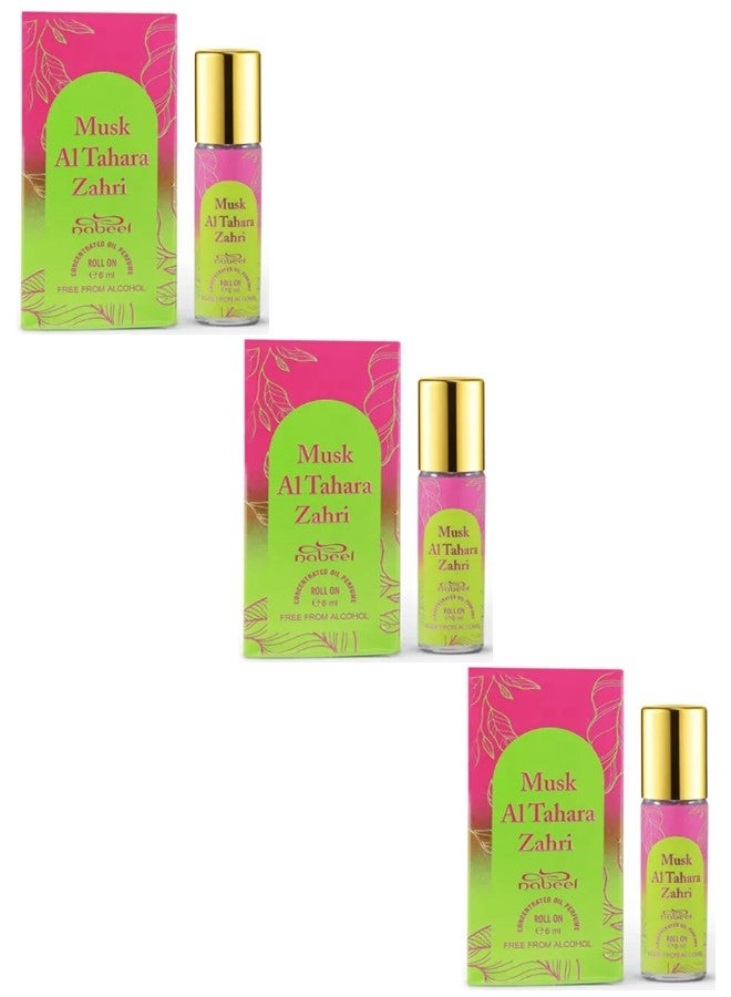 Nabeel 3 Pcs Nabeel Musk Al Tahara Zahri 6ML Roll On Perfume Oil Pure Musk Elegance for Long-Lasting Freshness - Image 1