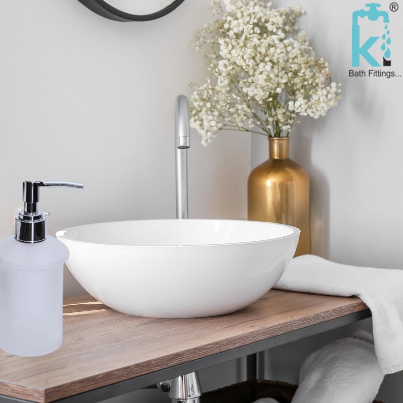 KI Stylish Glass Container Rust-Proof Soap Dispenser - 400ml Gel, Lotion, Shampoo, Conditioner, Soap Dispenser - Trendy Bathroom Accessory - Image 2