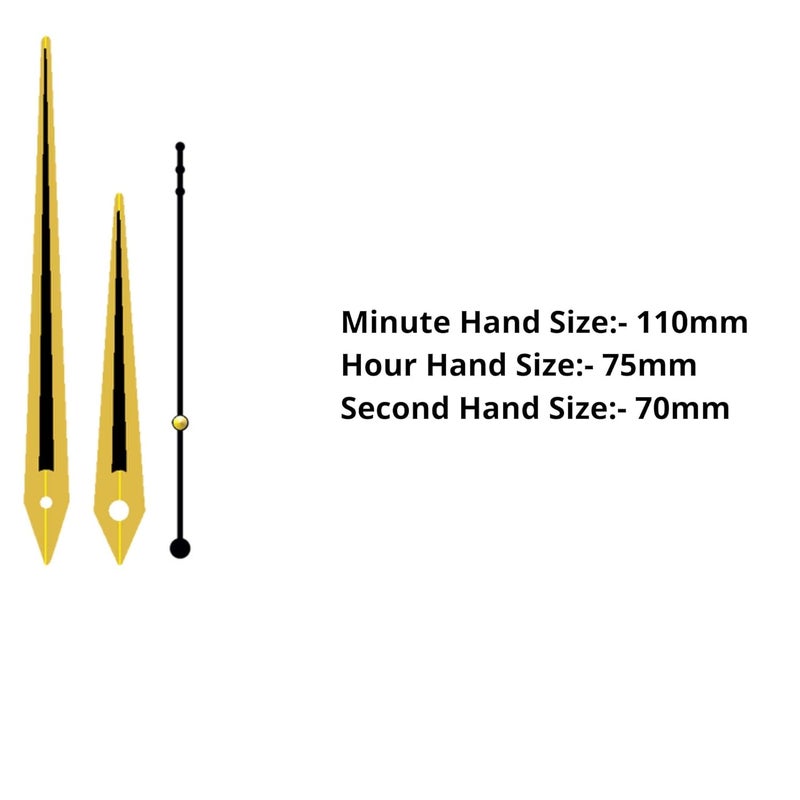 Ingo creation Analogue Plastic Sweep/Silky Silent (NO Tic-Tic Sound) Quartz Movement Machine with Golden Hands Kit for Wall Clock - Image 2