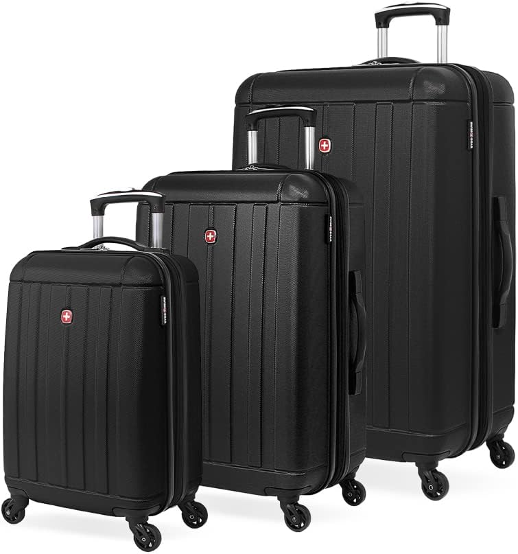 SwissGear 6297 Hardside Expandable Luggage with Spinner Wheels Black 3Piece Set 182327 - Image 1