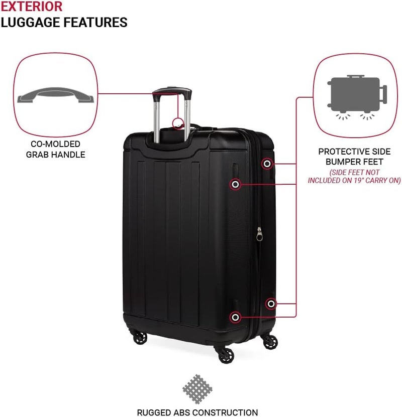 SwissGear 6297 Hardside Expandable Luggage with Spinner Wheels Black 3Piece Set 182327 - Image 4
