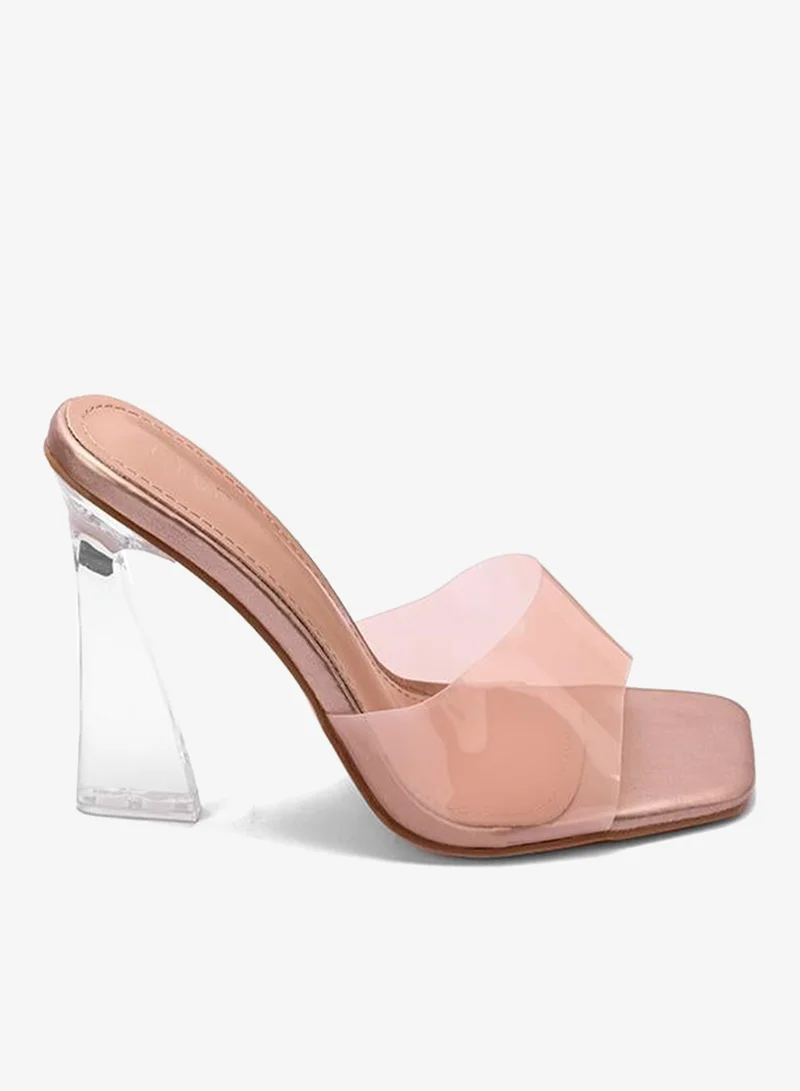 FYOR Transparent Strap Block Mules KS 01